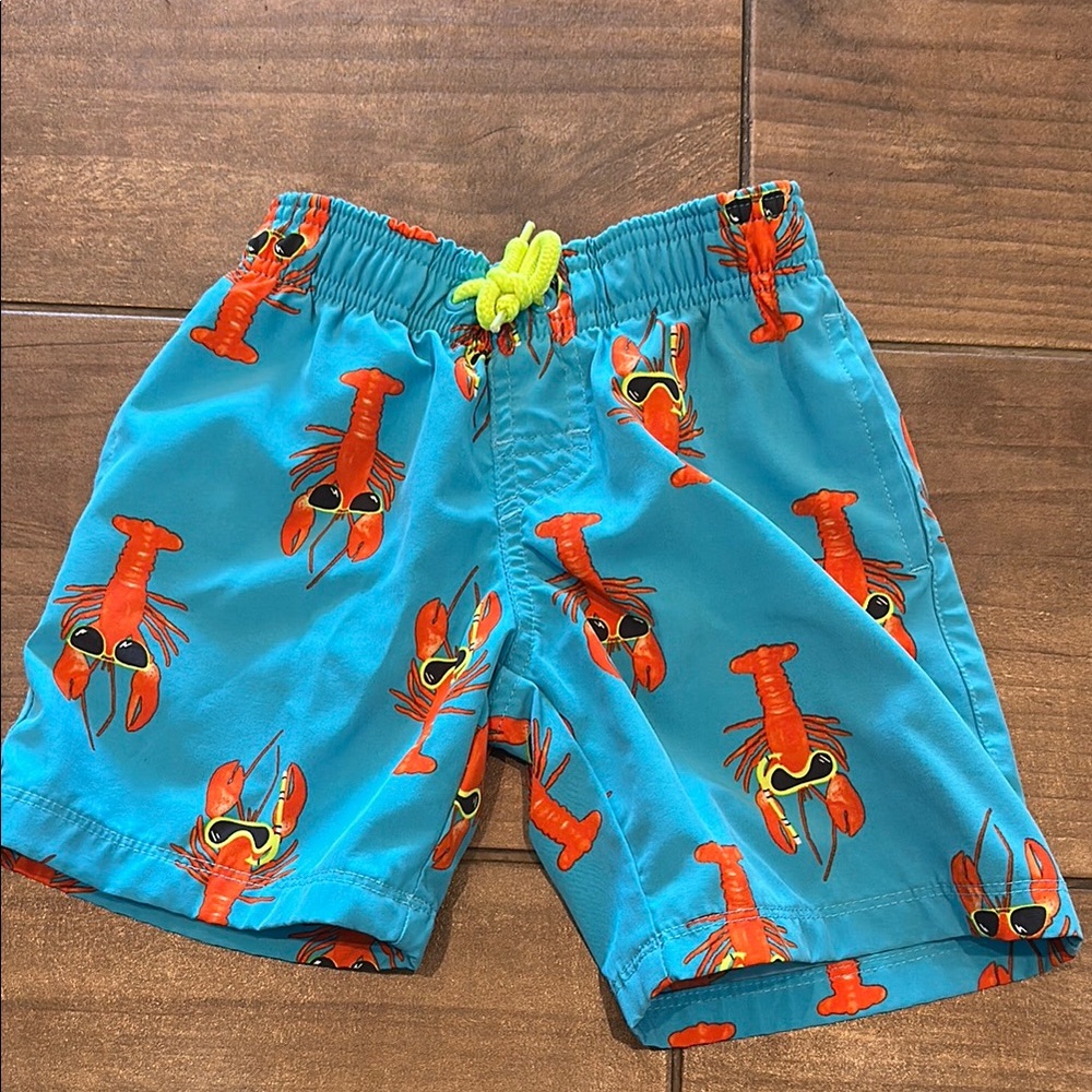 Wonder Nation Blue and Red Swim Trunks with Playful 🦞 Pattern